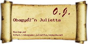 Obagyán Julietta névjegykártya